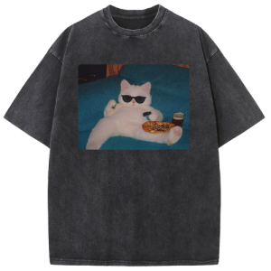 Relaxing Cat Washed T-shirt
