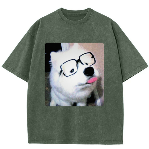 Geeky Dog Washed T-shirt - Image 3
