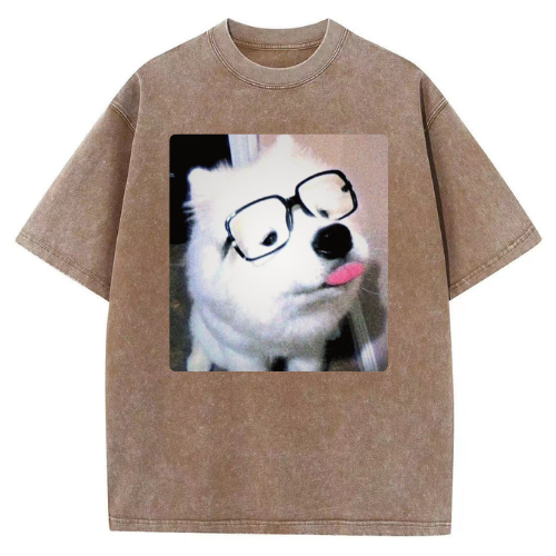 Geeky Dog Washed T-shirt - Image 4